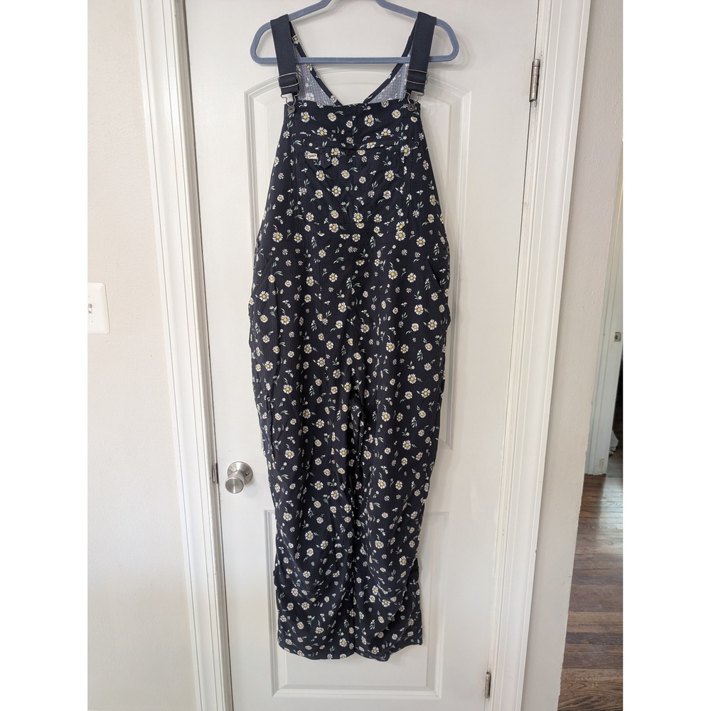 Duluth Trading Co Heirloom Gardening Bib Overalls Navy Daisy Floral XXL x 31 - Picture 2 of 8